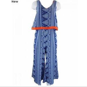 THML blue and white  jumpsuit with orange trim